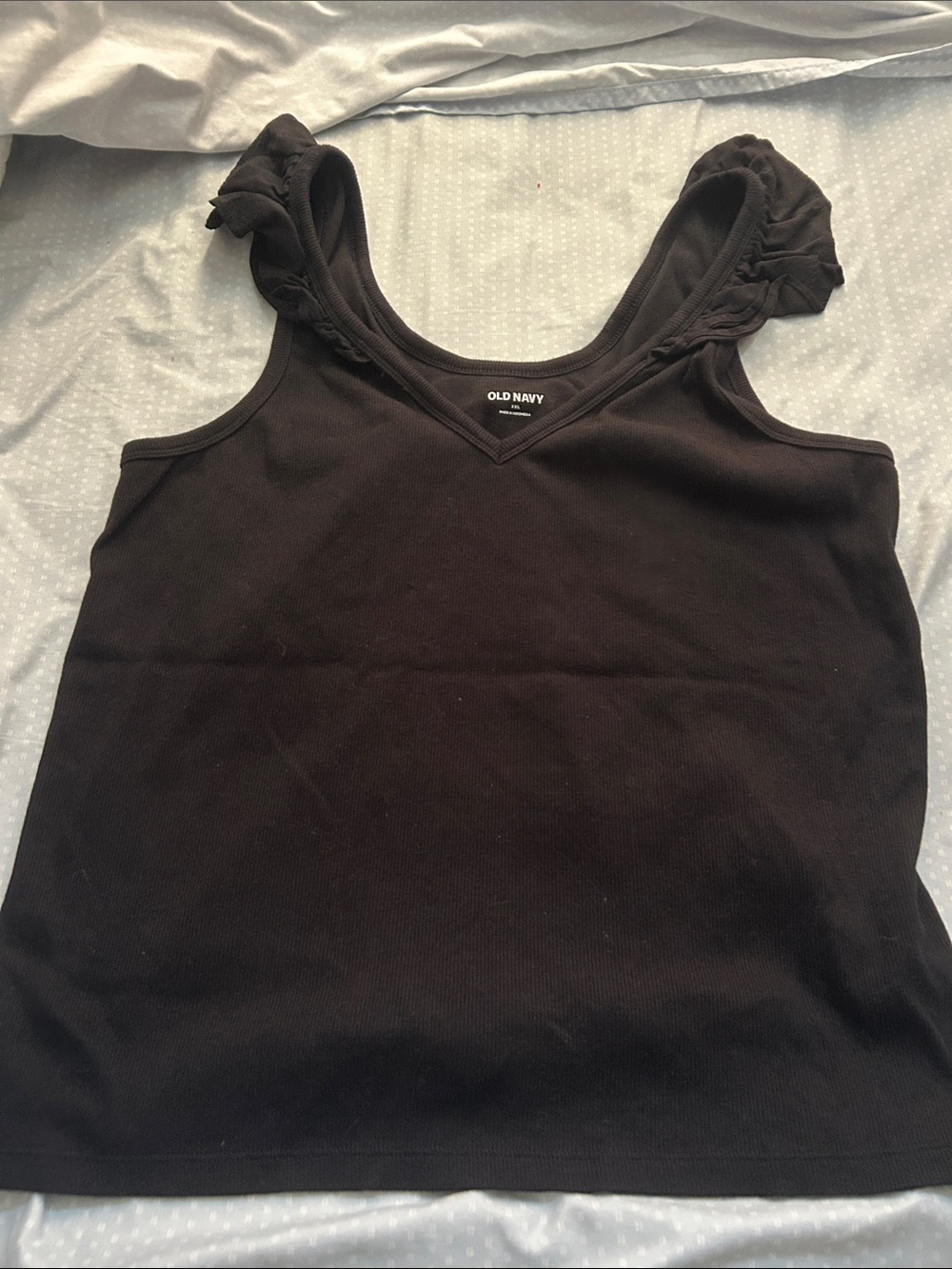Old Navy Black Ruffle-Shoulder Tank Top